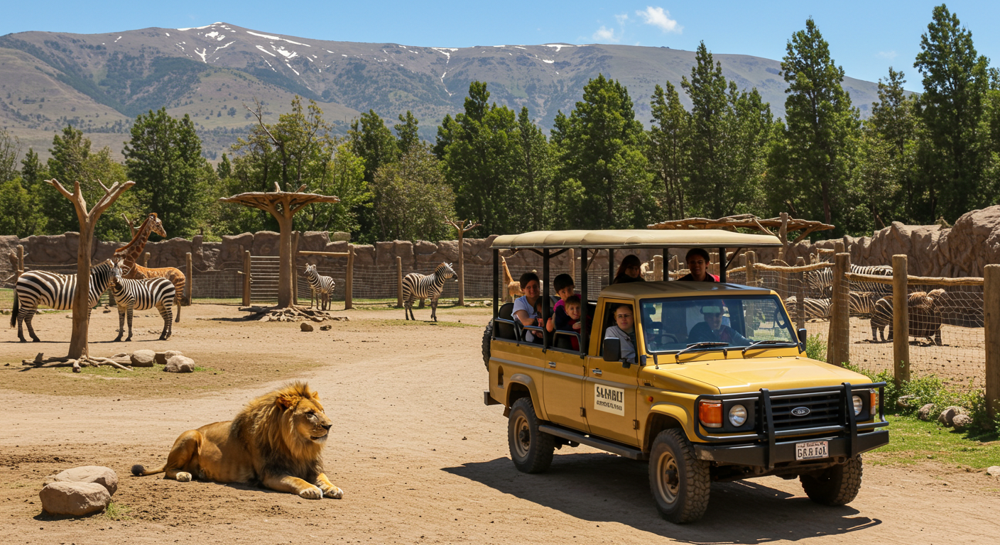 Aventura segura e divertida entre animais selvagens no Parque Safari de Rancagua