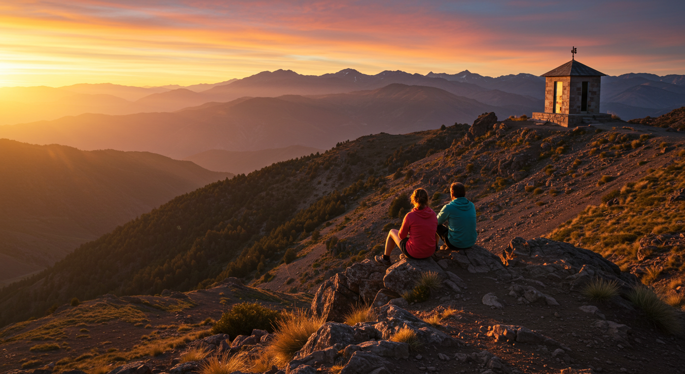 O pôr do sol em Farellones revela um espetáculo de cores e tranquilidade nas alturas dos Andes
